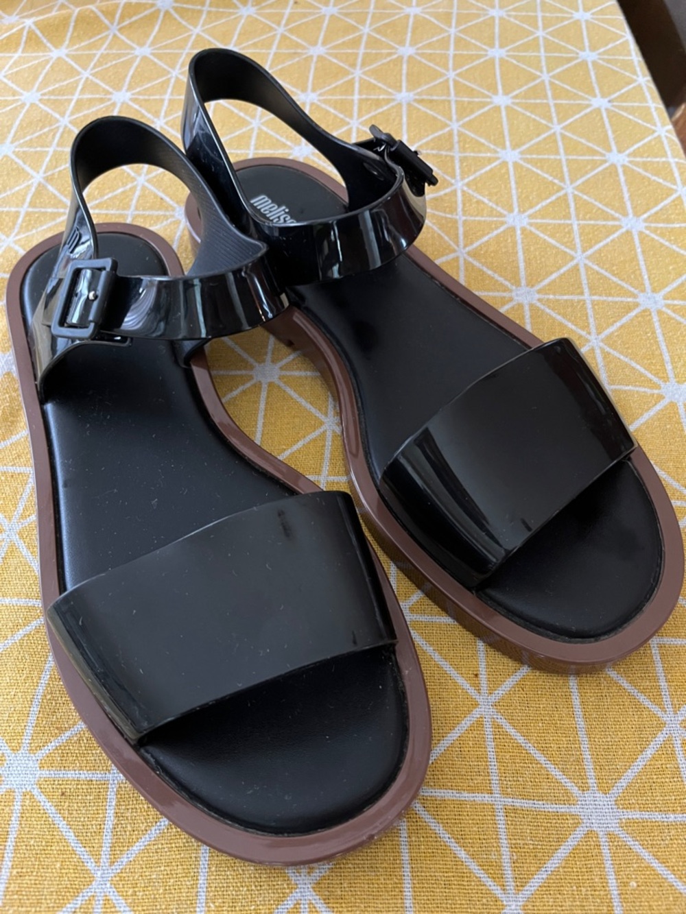 Melissa Black Jelly Sandals with Brown Soles